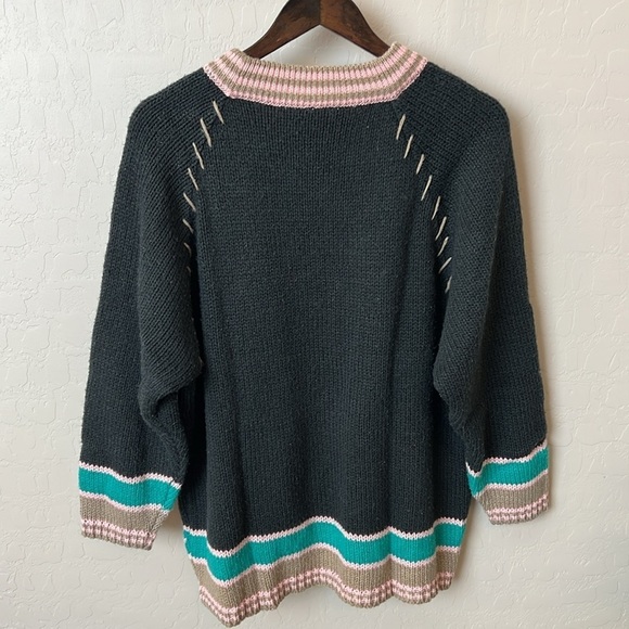 Camp Beverly Hills Canteen Vintage pullover sweater, geometric intarsia, size S - Picture 3 of 11